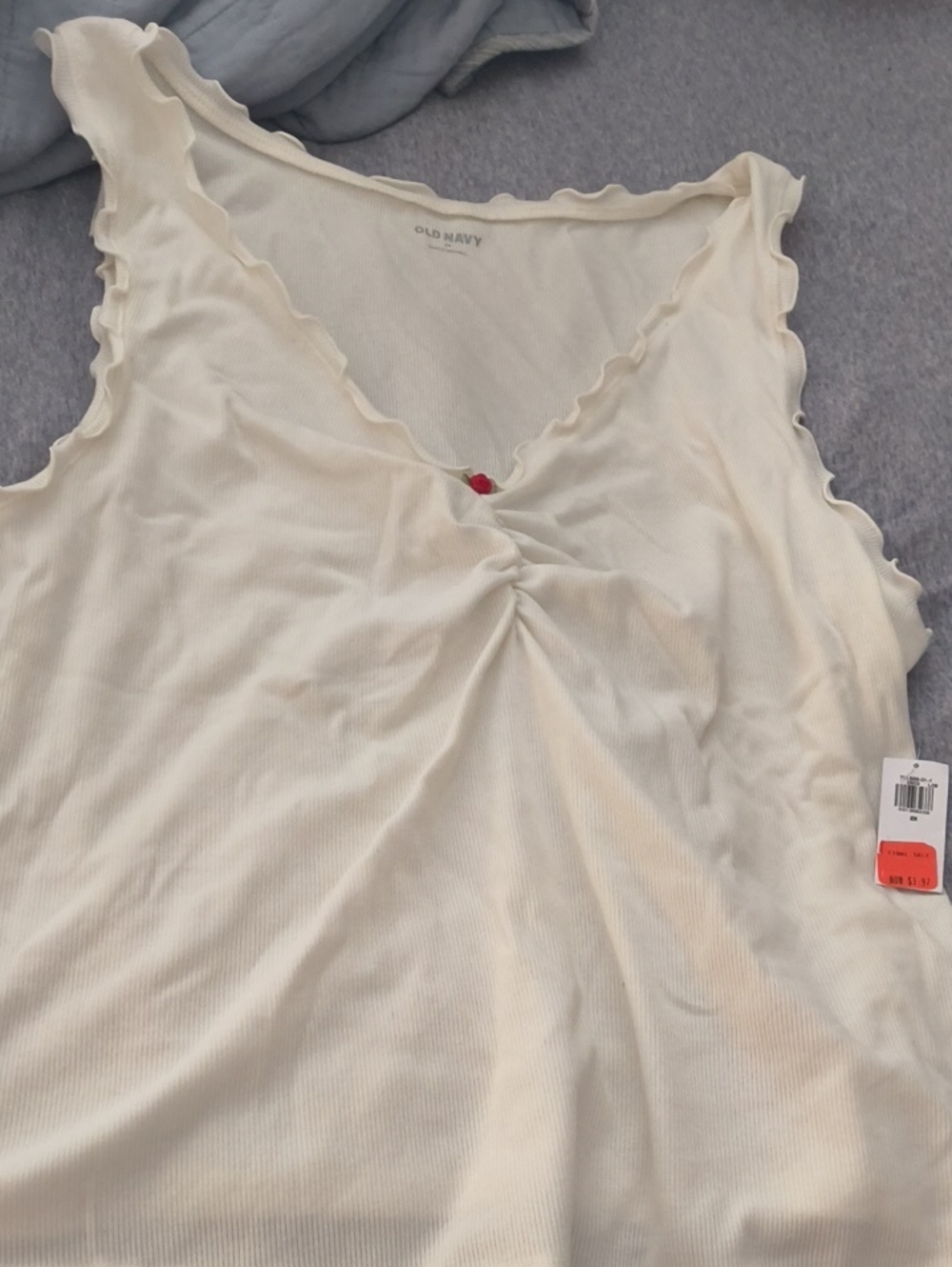 Old Navy Cream Ruffled V-Neck Tank